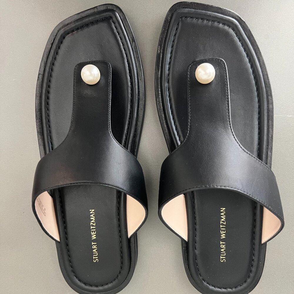 Stuart Weitzman Pearl Embellished Thong Sandal Size 9